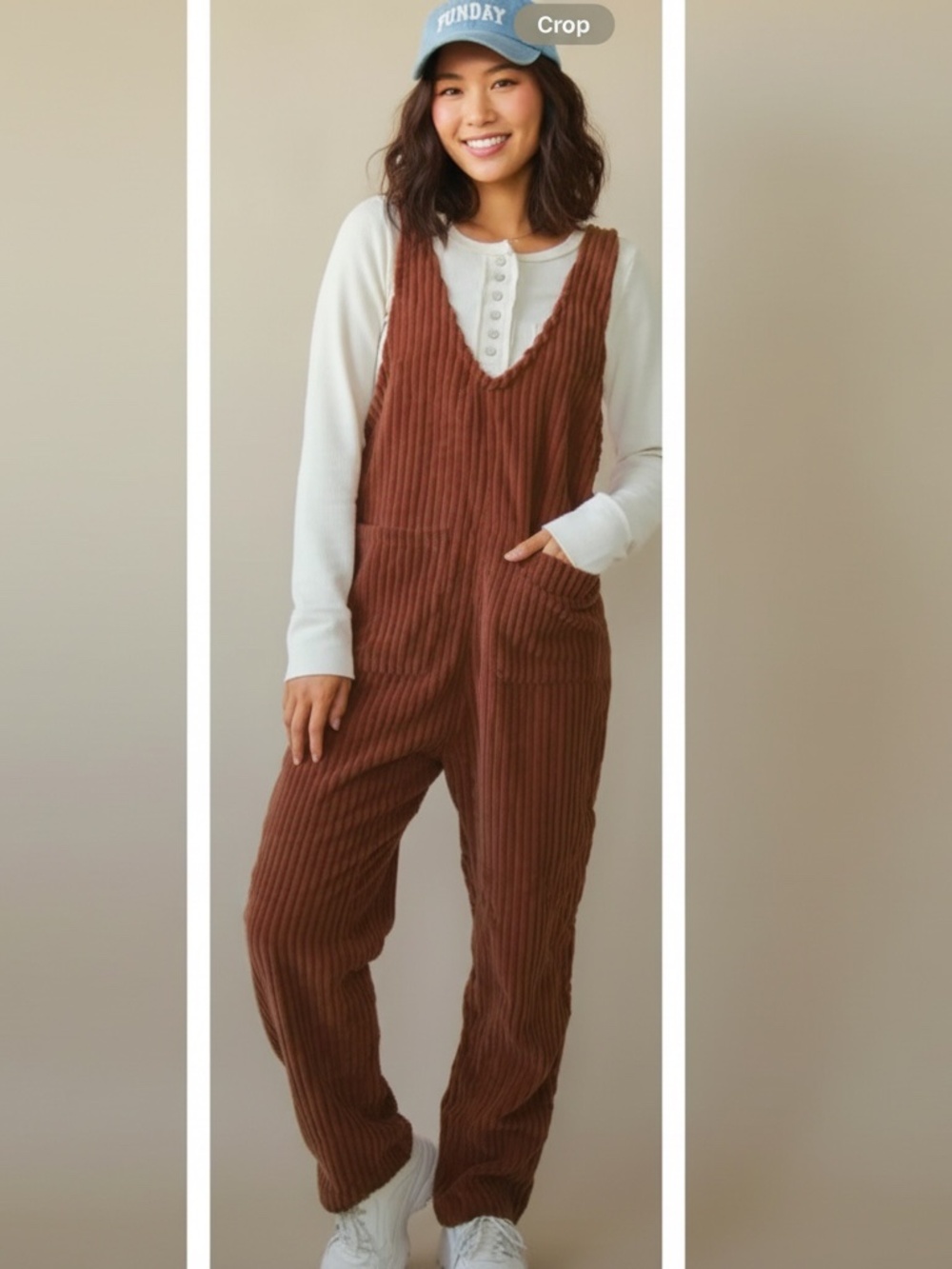 NewIn Corduroy Pocket Jumpsuit -Chocolate Brown